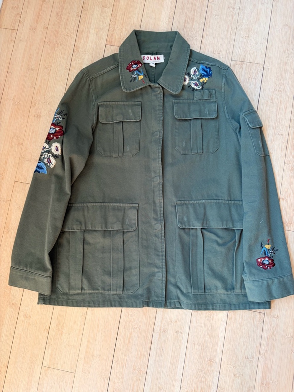 dolan Olive Green Embroidered Utility Jacket